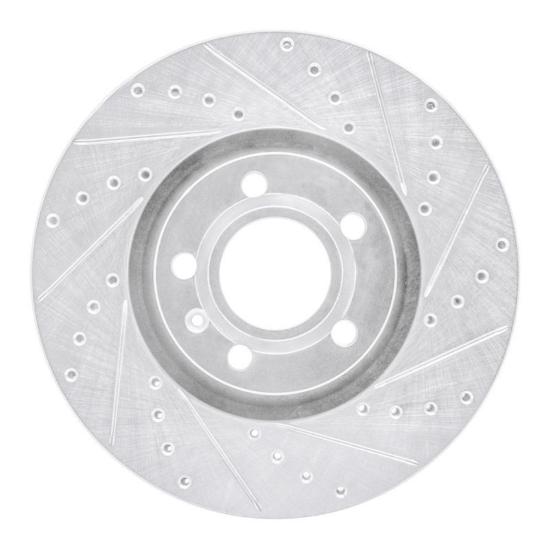 Audi A6 Quattro Brake Rotor (1) - Front Right - R1 Concepts - Drilled & Slotted - Silver - `97-`06